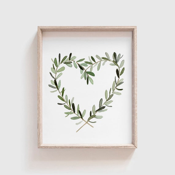 Heart Wreath Love Art Print, Valentine's Day Decor