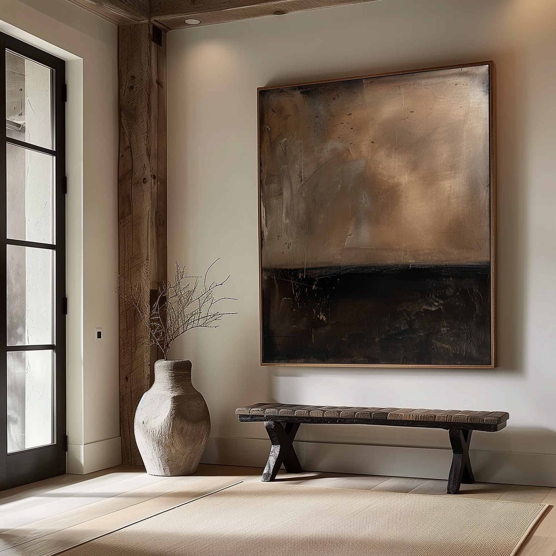 Bronze Brown and Black Horizon Wabi Sabi Abstract Art Poster - Image 2