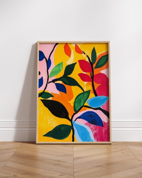 Vibrant Botanical Boho Wall Art Poster Colorful Home Decor Modern Print Gift For Nature Lovers Contemporary Design