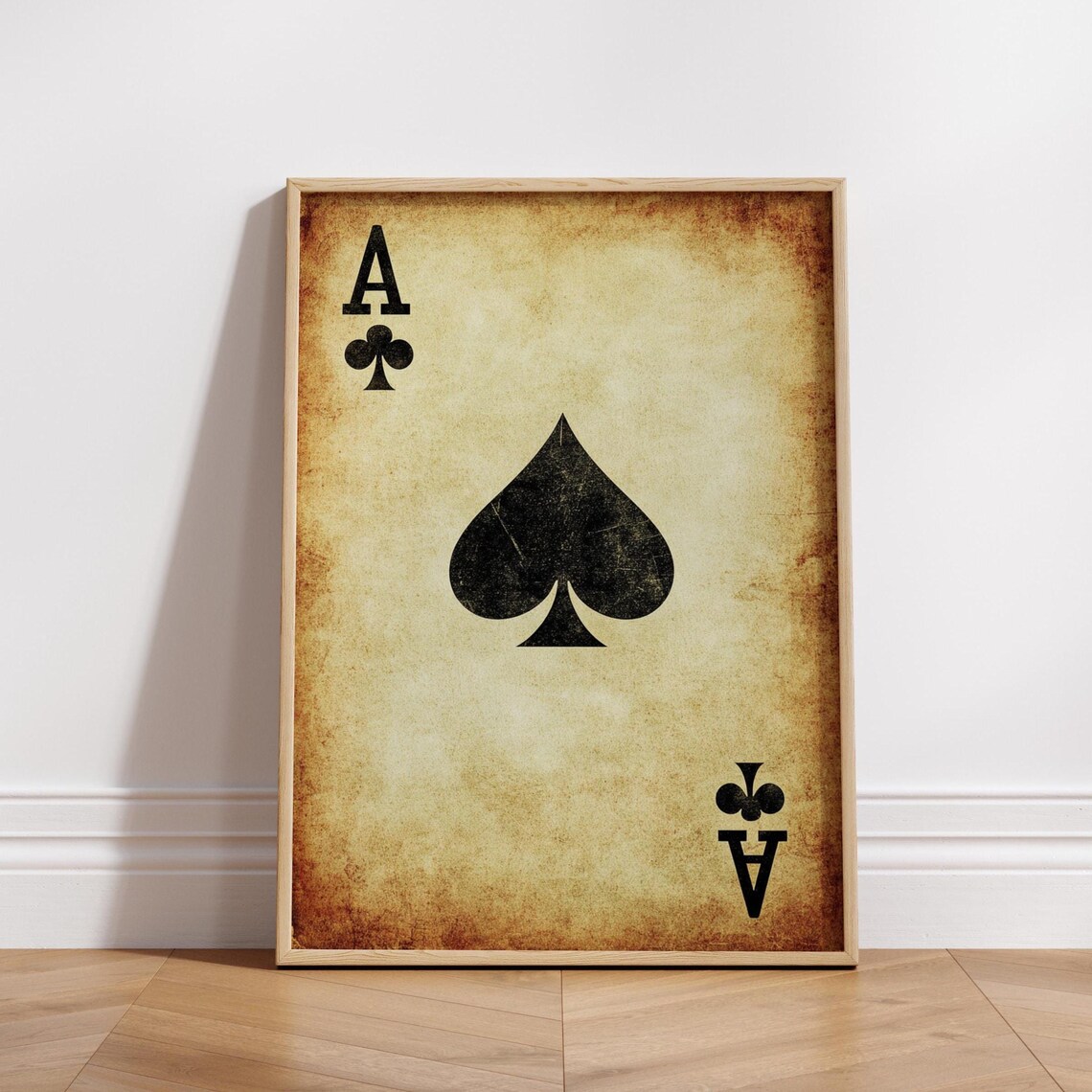 Vintage Ace of Clubs Playing Card Retro Wall Game Room Poster