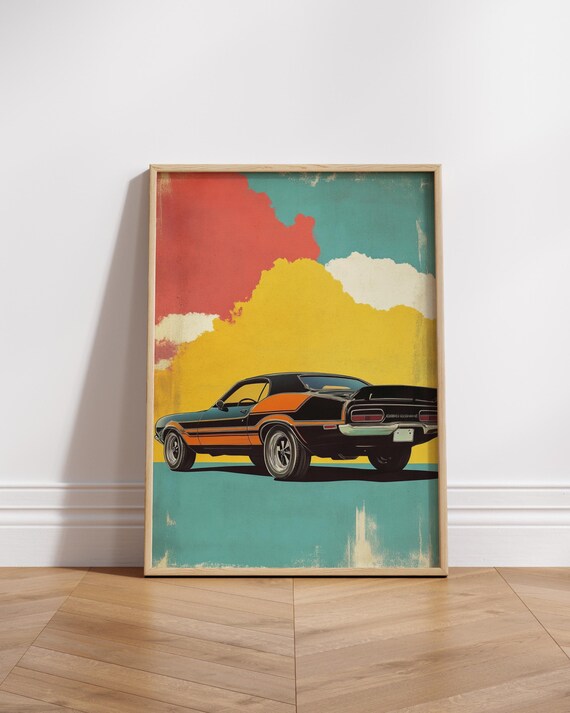 Retro Muscle Car Poster Matte Vertical Posters For Lovers Vintage Art Print Man Cave Wall Hanging