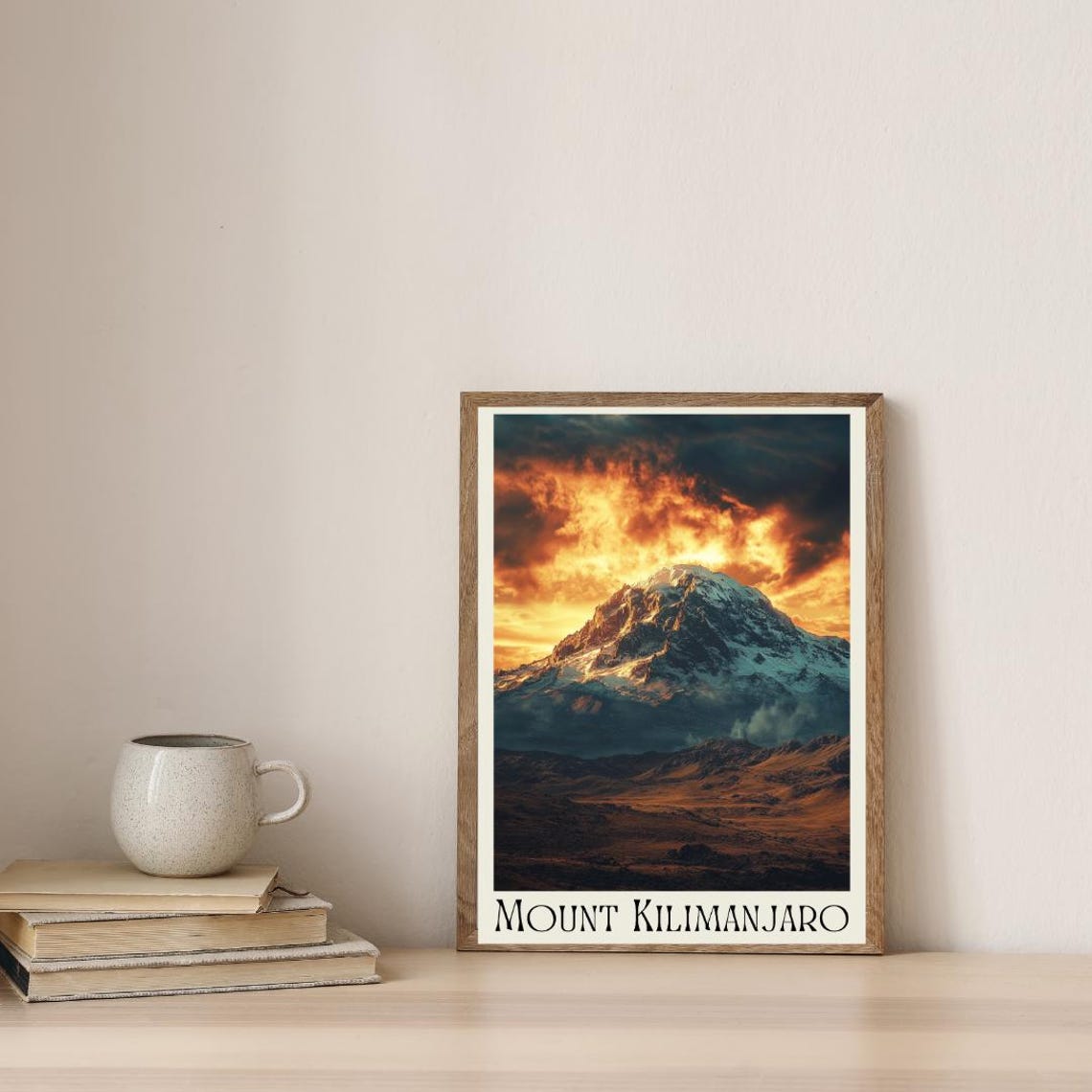 Mount Kilimanjaro Poster with Fiery Sunset over the Snow Peak - Image 4