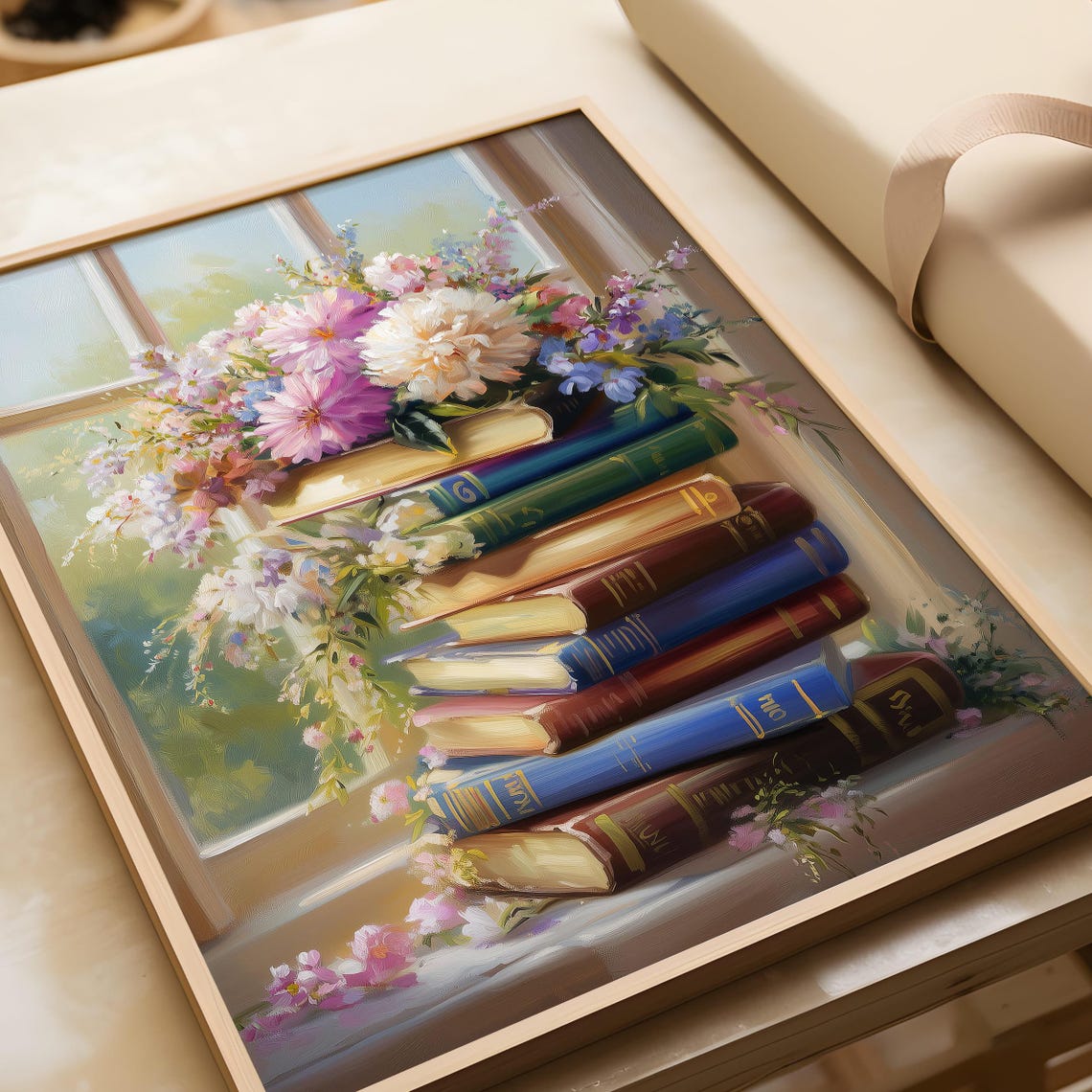 Floral Book Stack Watercolor Painting Library Reading Decor Poster - Image 6