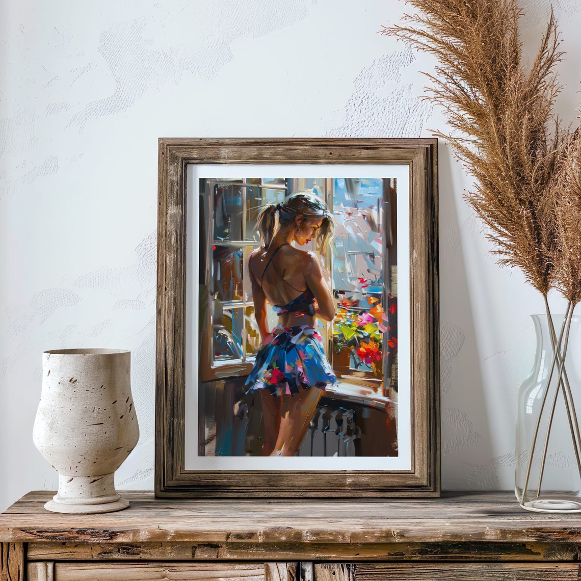 Artistic Woman By Window Impressionist Print Bright And Colorful Wall Art - Image 3