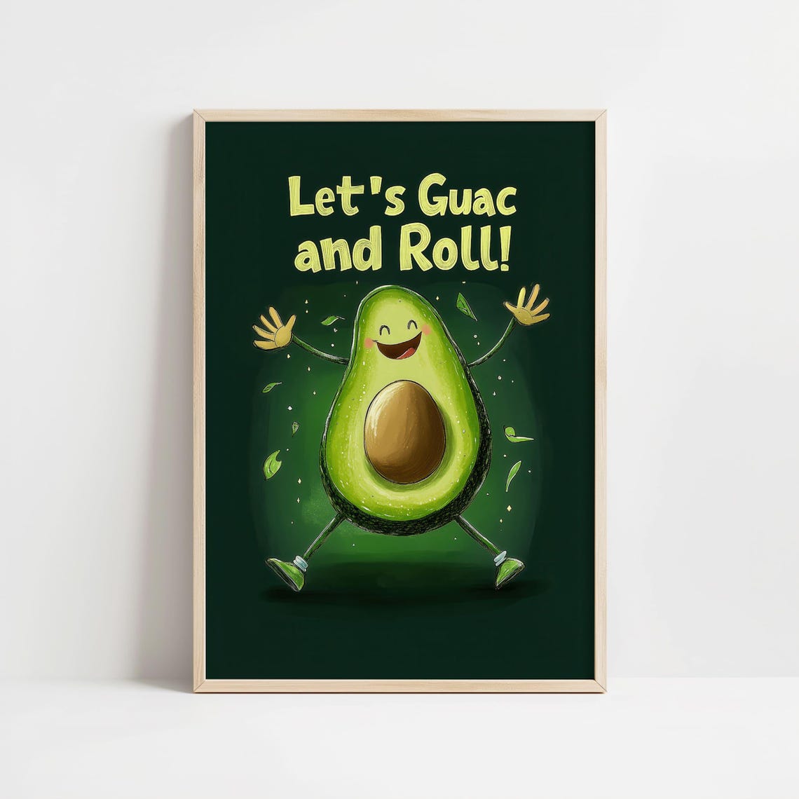 Lets Guac And Roll Happy Dancing Avocado Funny Kitchen Poster - Image 8