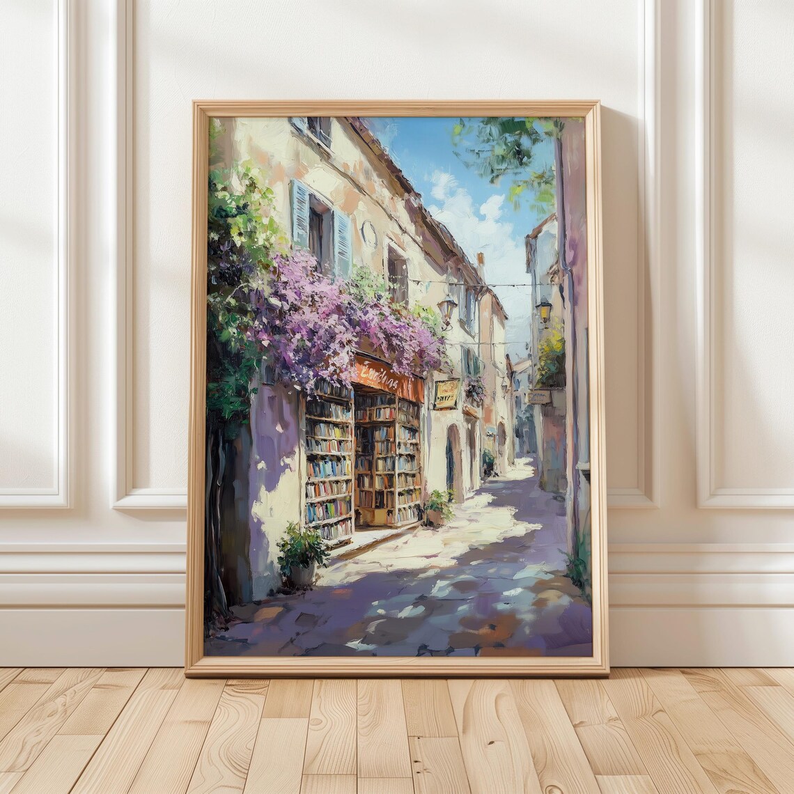 Vintage Bookstore Art Print, Cozy Reading Nook Decor