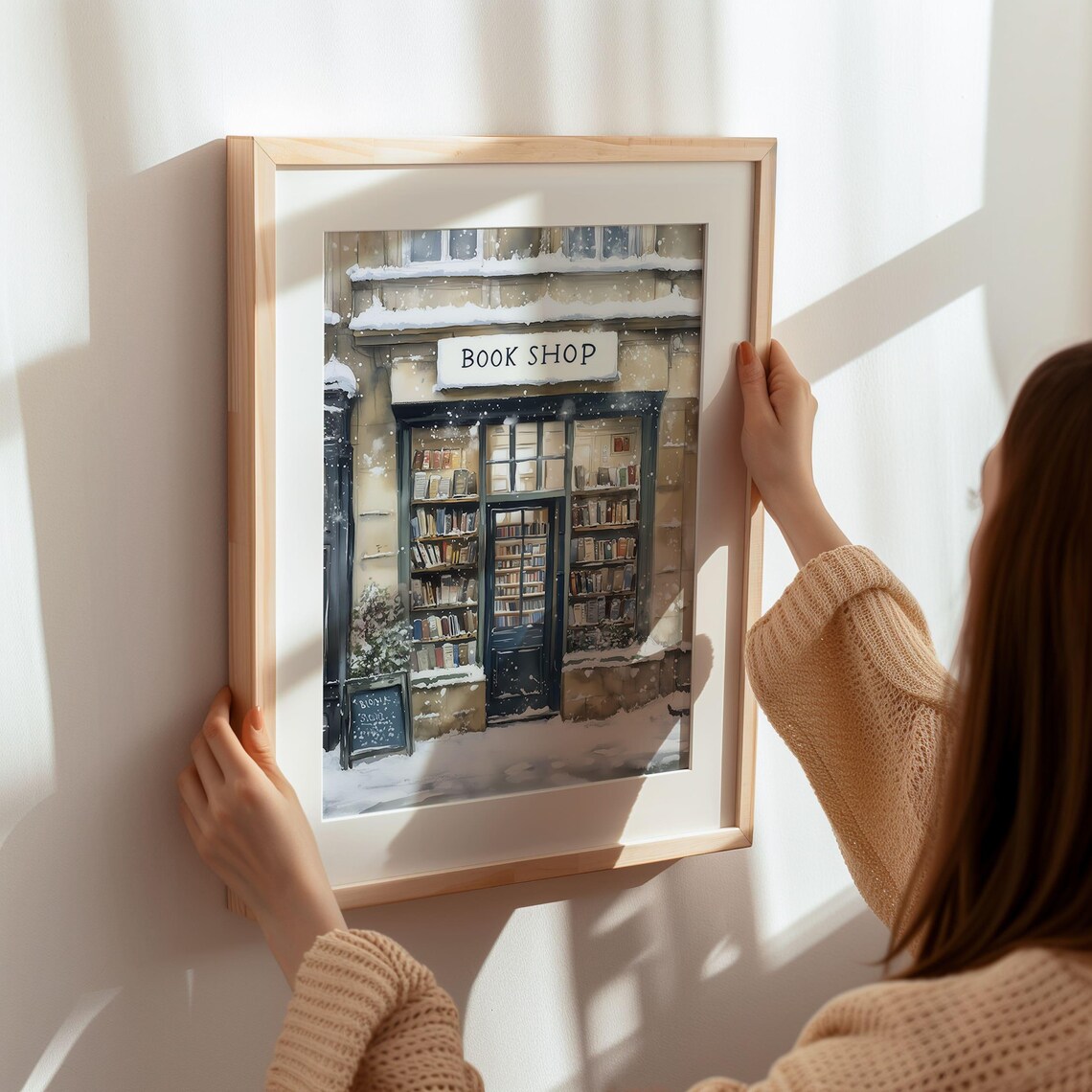 Winter Bookshop Christmas Wall Art, Cozy Print - Image 7