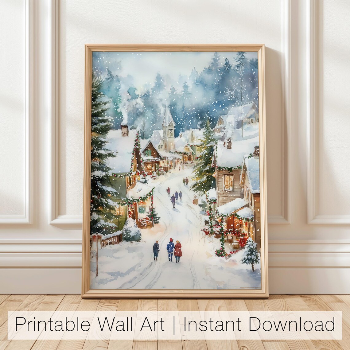 Christmas Village Holiday Scene Poster Print
