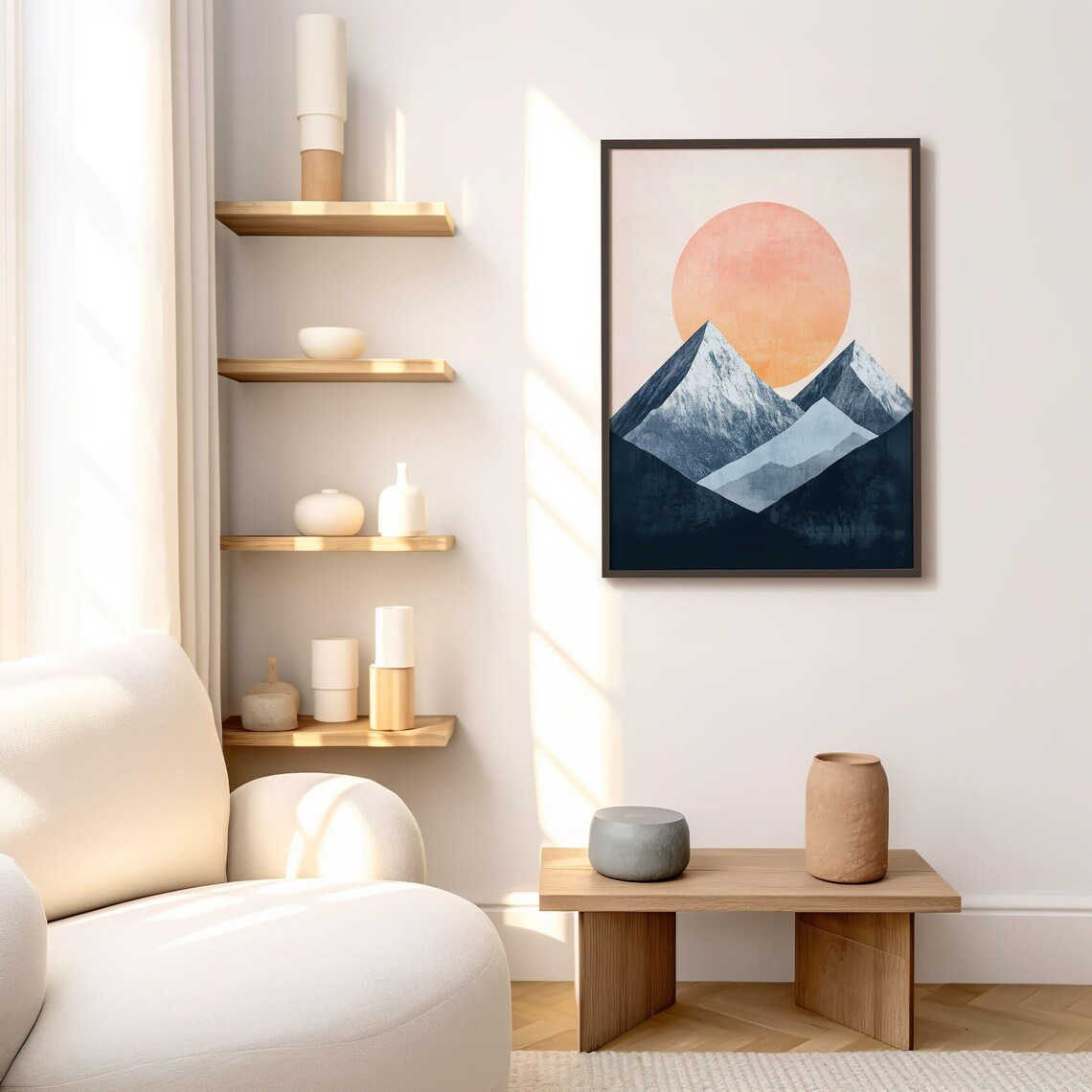 Mountain Sunset Wall Art Minimalist Mountain Printable Modern Landscape Abstract Sunset Art Mountain Art Print - Image 7