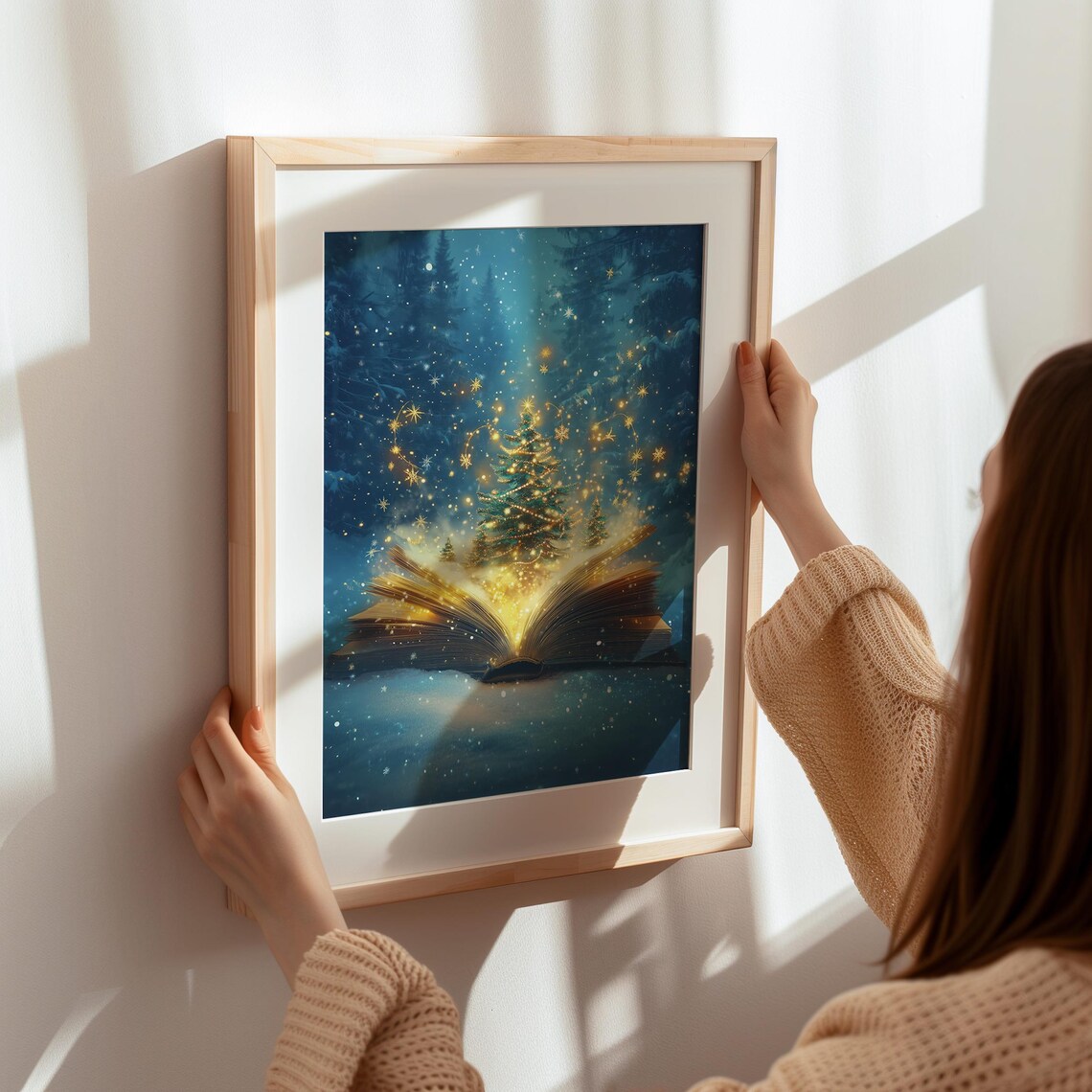 Magical Open Book Releasing Christmas Tree Winter Fantasy Decor Art Poster - Image 5