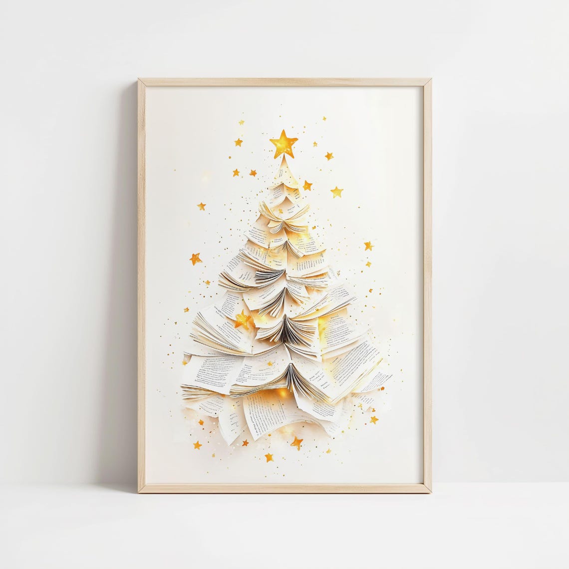 Christmas Tree Made Of Book Pages Holiday Magic Winter Poster - Image 8