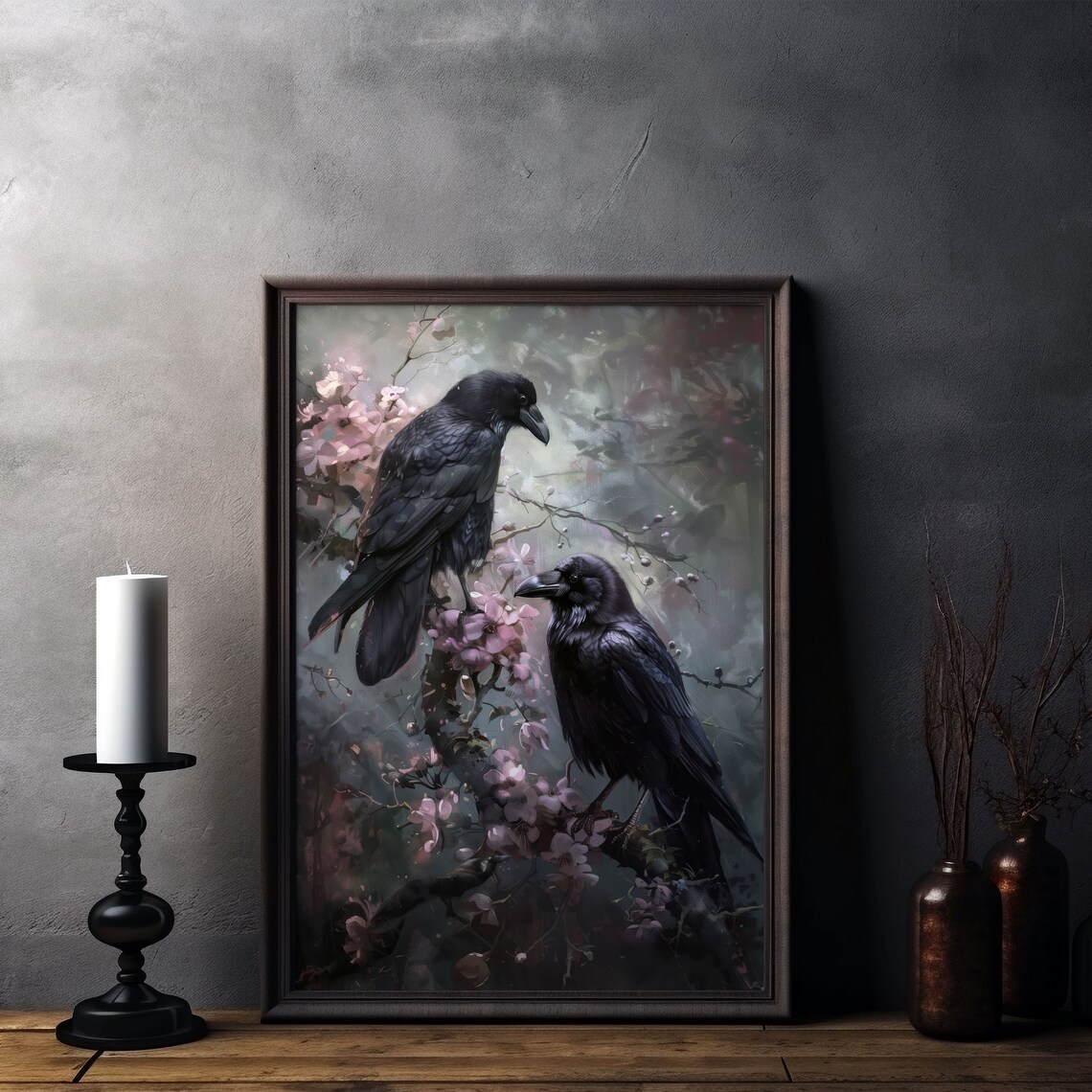 Victorian Gothic Raven Art Print, Dark Floral Decor - Image 8