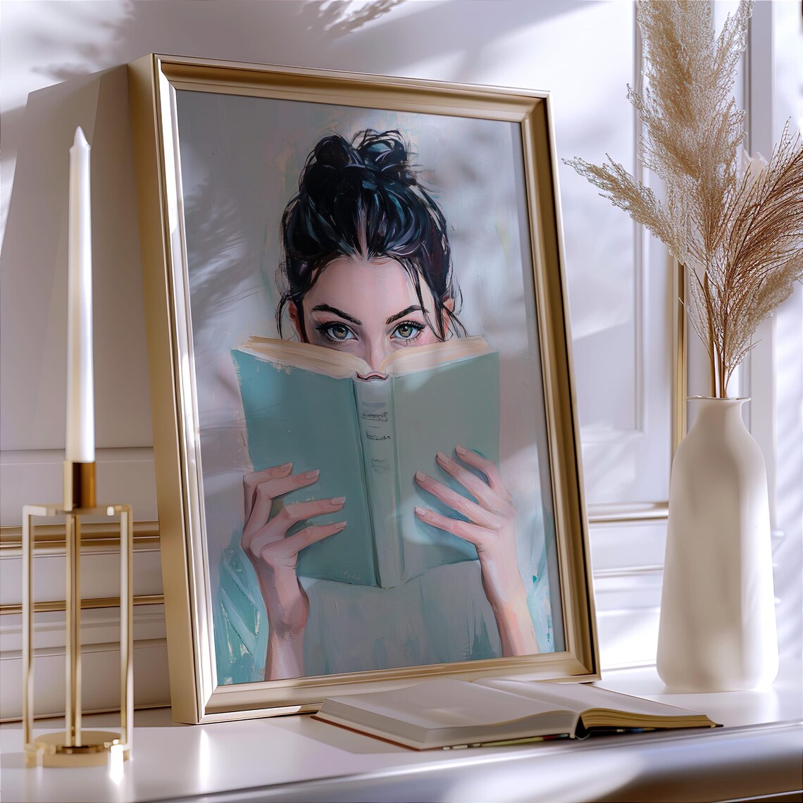 Woman Reading Book Art Print, Bookish Girl Decor - Image 3