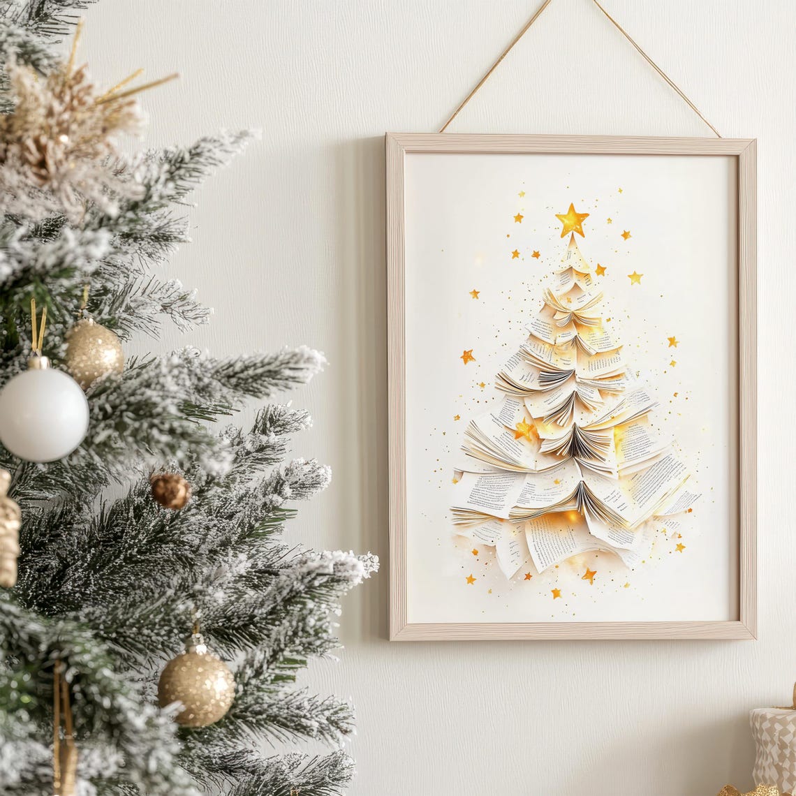Christmas Tree Made Of Book Pages Holiday Magic Winter Poster - Image 7