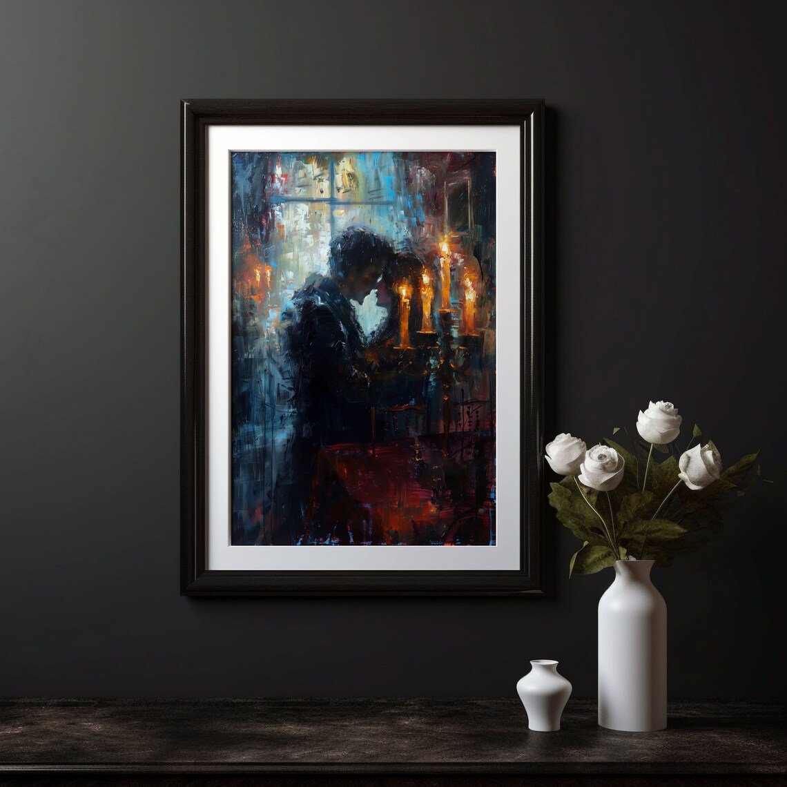 Gothic Candlelit Embrace, Dark Romantic Art Print - Image 3