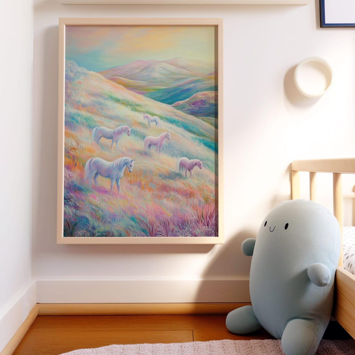 Pastel Unicorn Herd in Dreamy Rainbow Meadow Fantasy Landscape Poster - Image 5