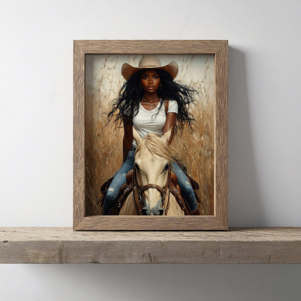 Black Cowgirl Art Print, Rustic Western Decor - Image 2