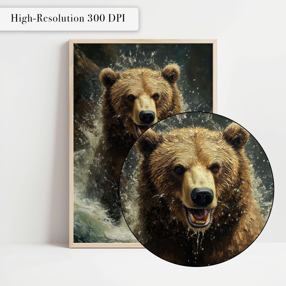 Brown Bear Splashing Water Dramatic Wilderness Wild River Grizzly Poster - Image 4