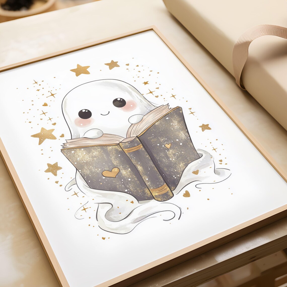 Cute Ghost Reading Book Art Print Halloween Wall Art Adorable Book Lover Decor Whimsical Ghost Art - Image 7