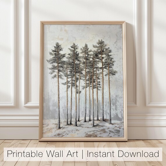 Winter Pine Trees Minimalist Forest Art Print