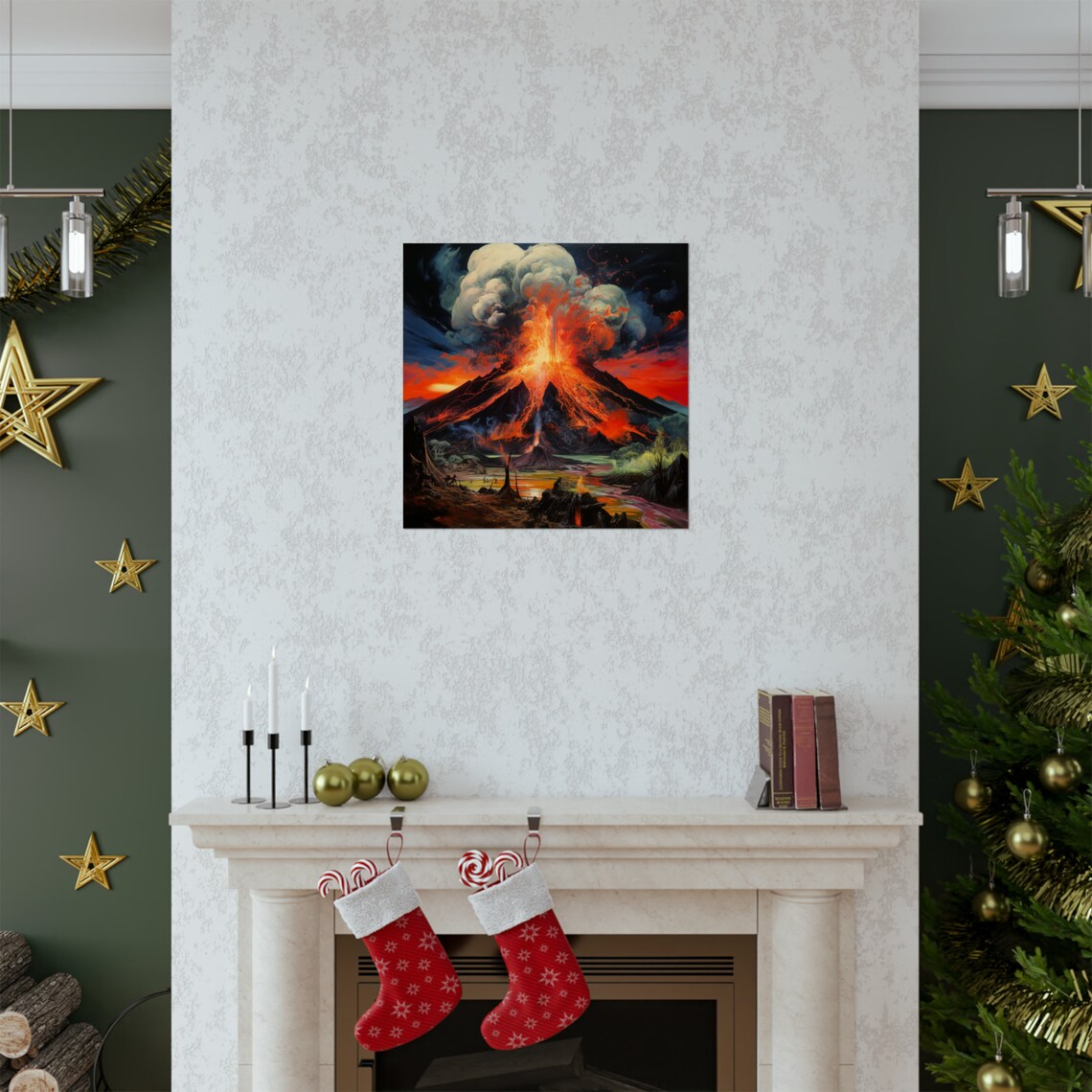Prehistoric Volcanic Eruption, Van Gogh Style Poster - Image 2