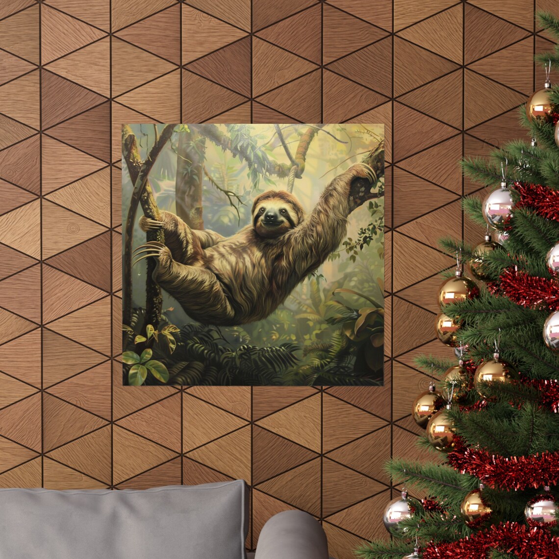 Sloth Swinging From The Trees, Funny Jungle Poster - Image 4