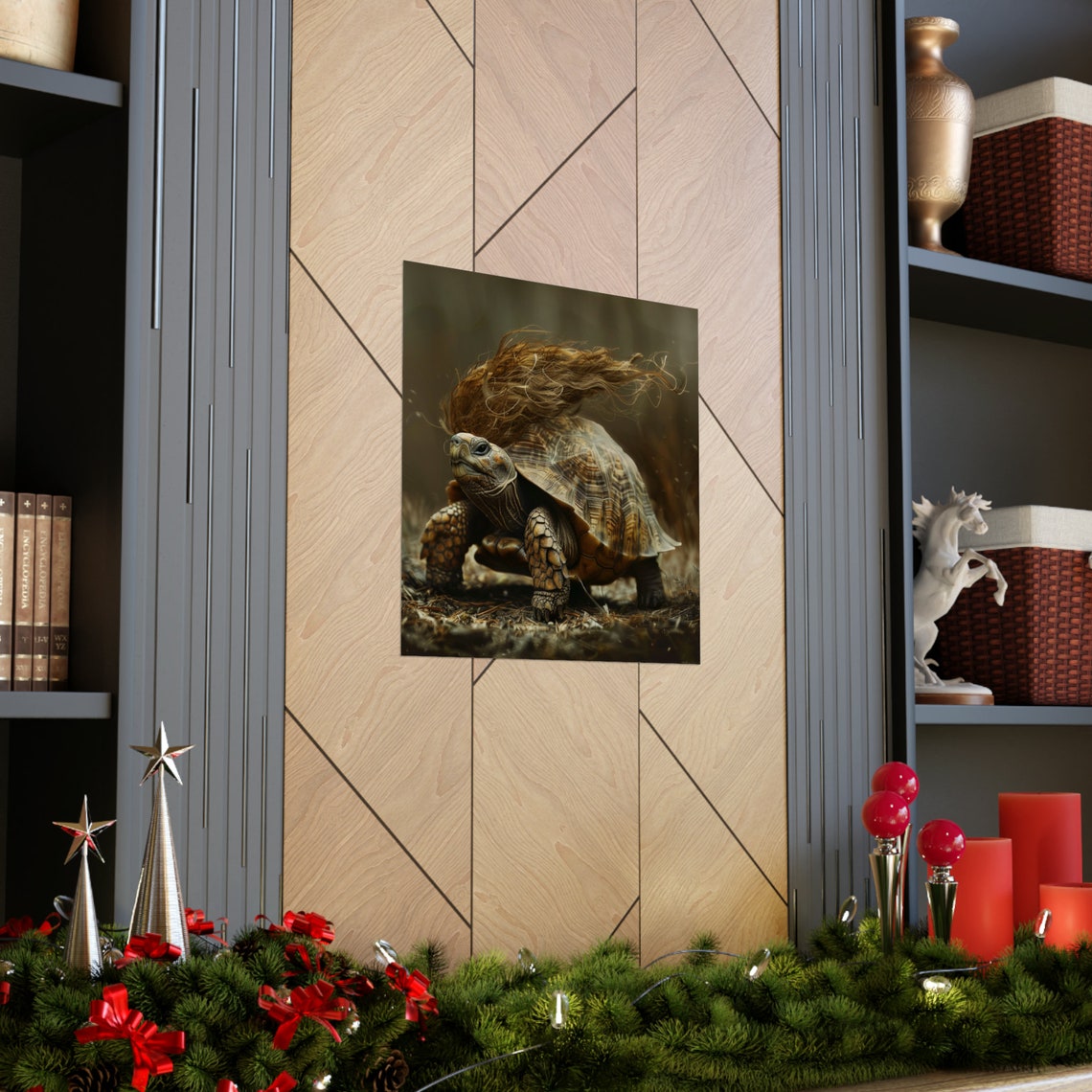 Tortoise And The Hair, Funny Comical Turtle Art - Image 3