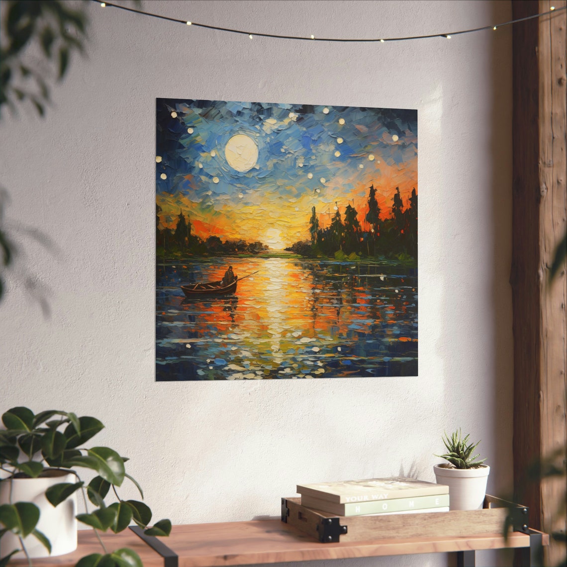 Lake Life Post-Impressionist Art Print, Evening On The Lake
