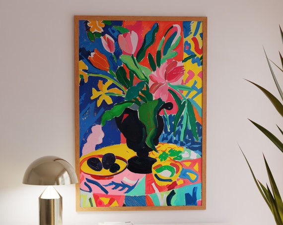 Matisse Print Vase Poster Mid Century Wall Art Exhibition Decor Landscape Art Inspired By Matisse