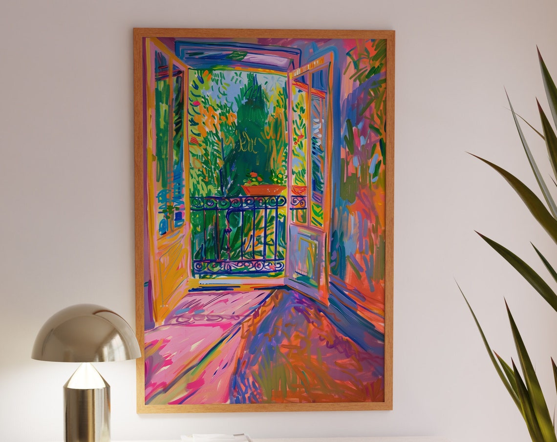 Open Balcony Doors Overlooking Garden Fauvist Impressionist Poster