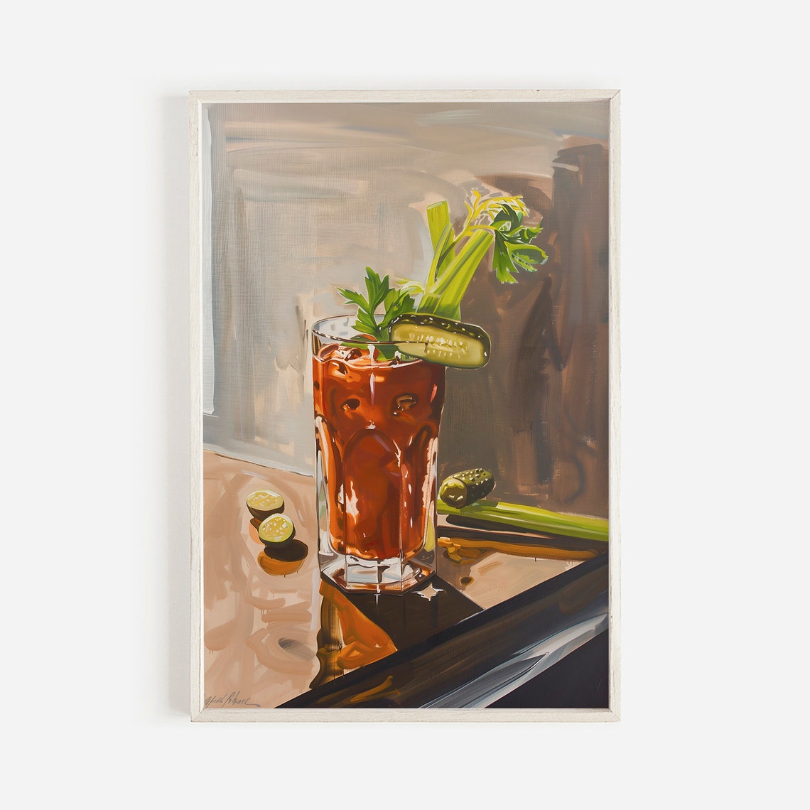Bloody Mary Bar Sign Spicy Poster Cocktail Vintage Style Painting Oil Of Cart Decor