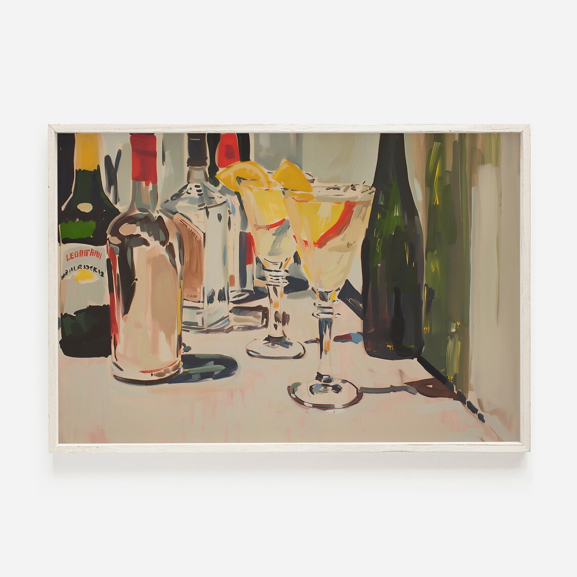 French 75 Champagne Coupe Citrus Still Life Vintage Art Poster