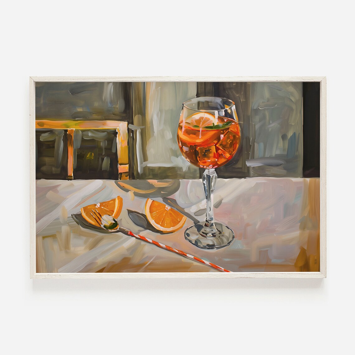 Aperol Spritz Cocktail Orange Painting Trendy Bar Cart Art Poster