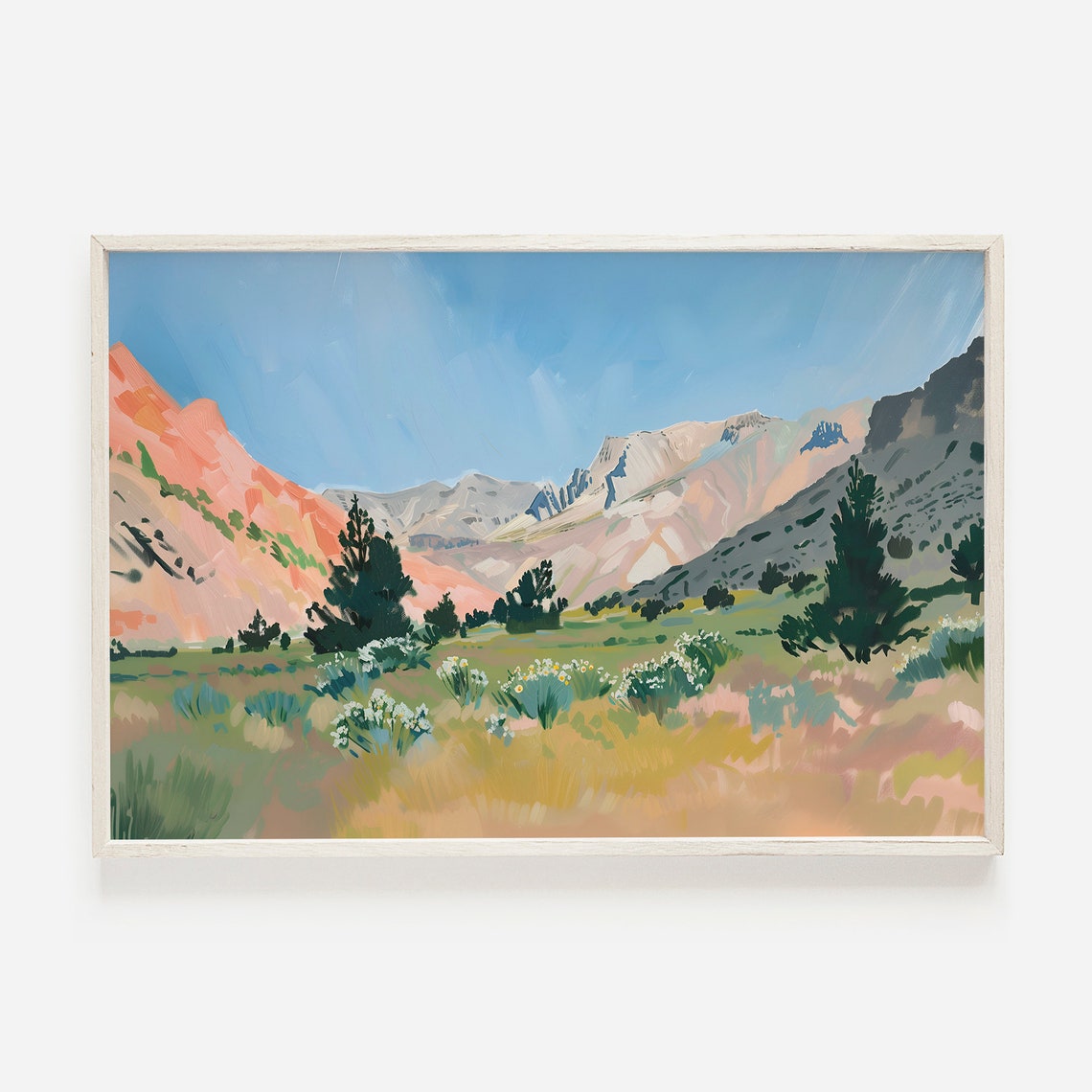 Kings Canyon Wildflower Mountain Valley Summer Painting Poster