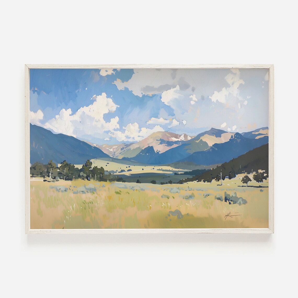 Rocky Mountain Colorado Meadow Snowy Peaks Original Painting Travel Print