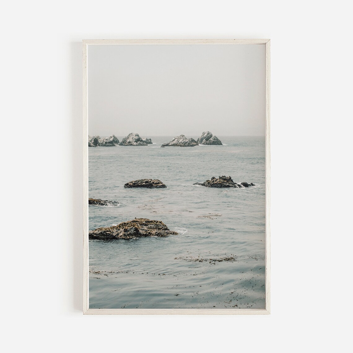 Modern Coastal Ocean Wall Art, Rocky Beach Landscape