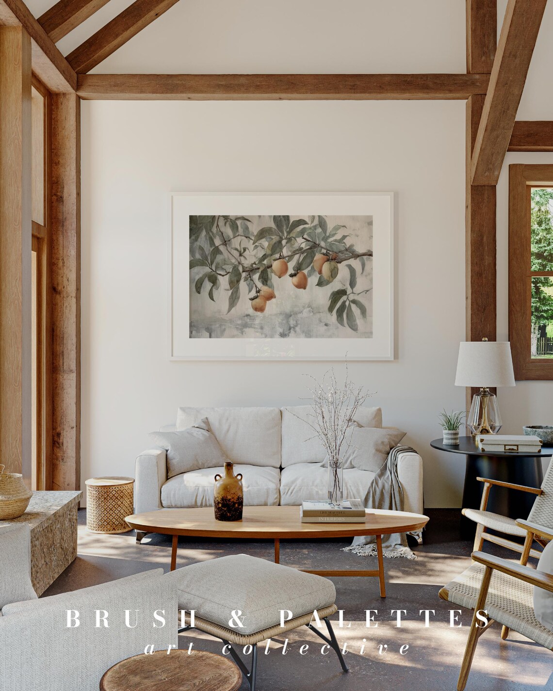 Persimmon Branch Watercolor Art Print, Rustic Kitchen Decor - Image 2