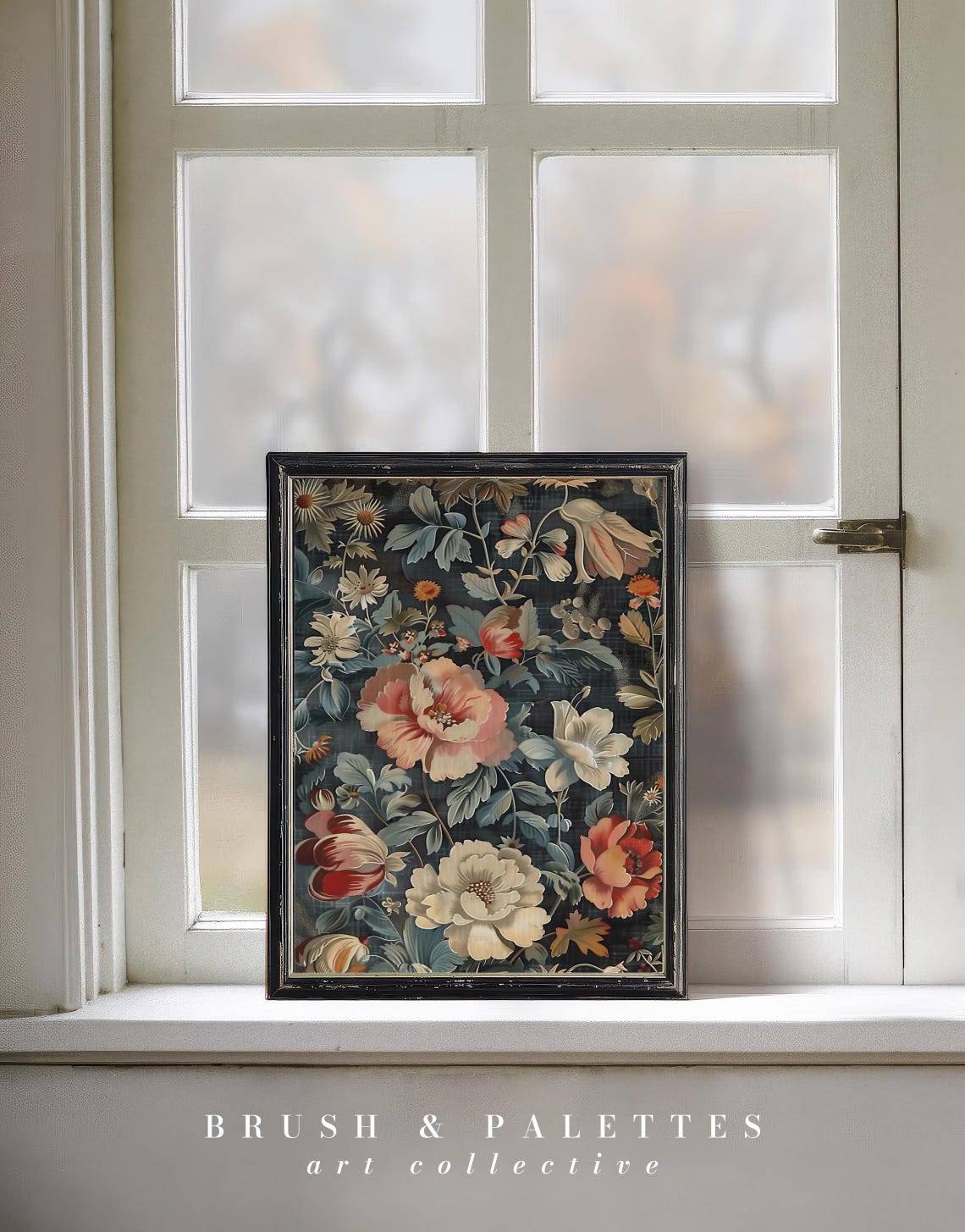 Dark Botanical Floral Pattern Vintage Style Moody Flower Art Poster - Image 2