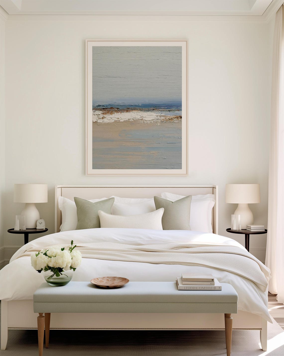 Abstract Coastal Landscape Horizontal Bands Textured Art Poster - Image 2