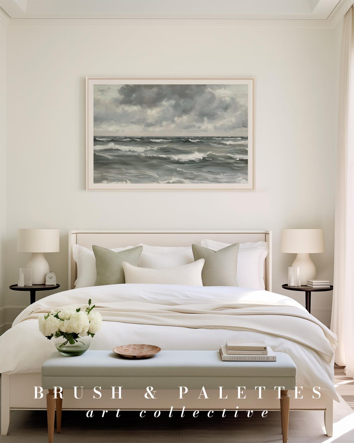 Stormy Ocean Waves Painting Moody Gray Seascape Dramatic Sky Poster - Image 3