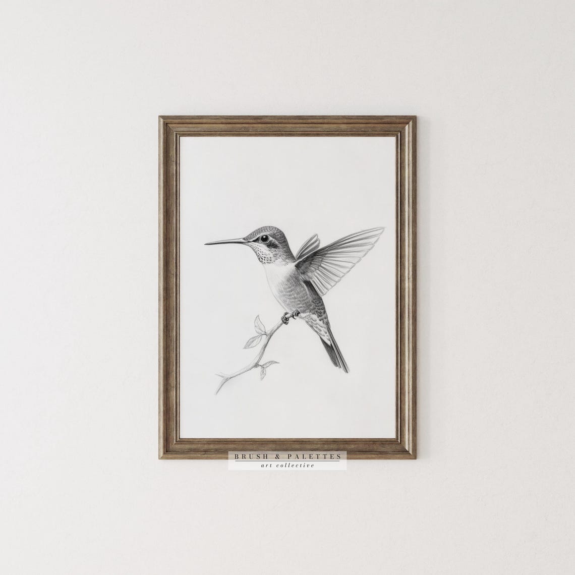 Hummingbird Graphite Sketch Detailed Pencil Bird Drawing Poster - Image 3