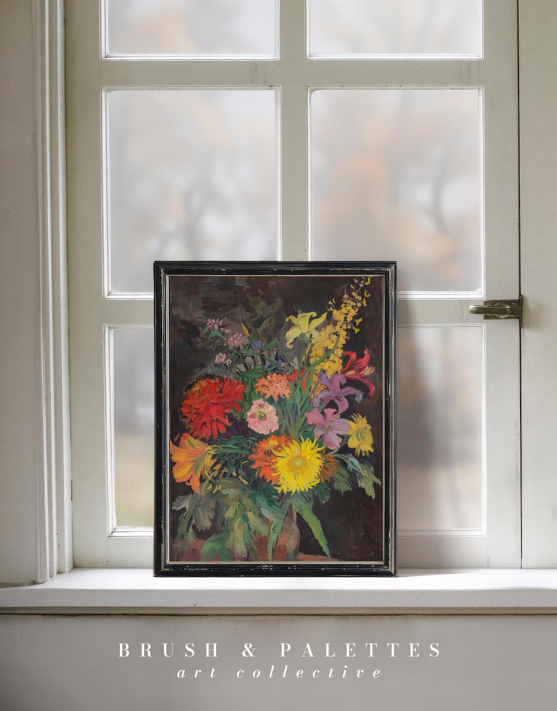 Vibrant Floral Bouquet Oil Painting Bold Vintage Flower Poster - Image 3