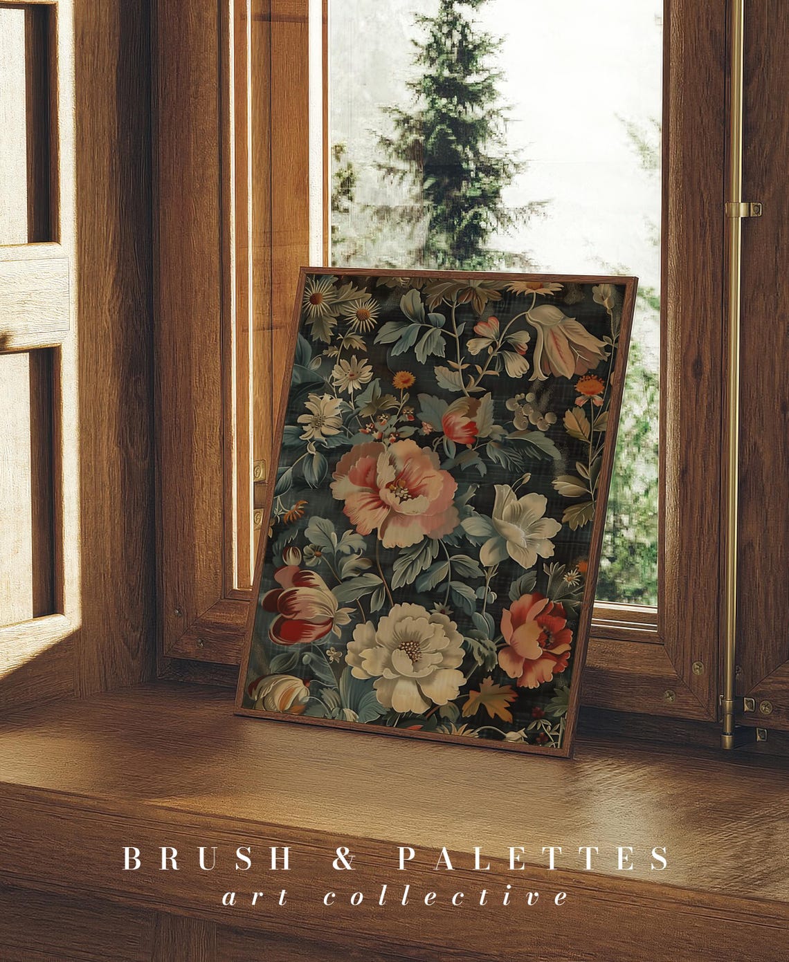 Dark Botanical Floral Pattern Vintage Style Moody Flower Art Poster - Image 3