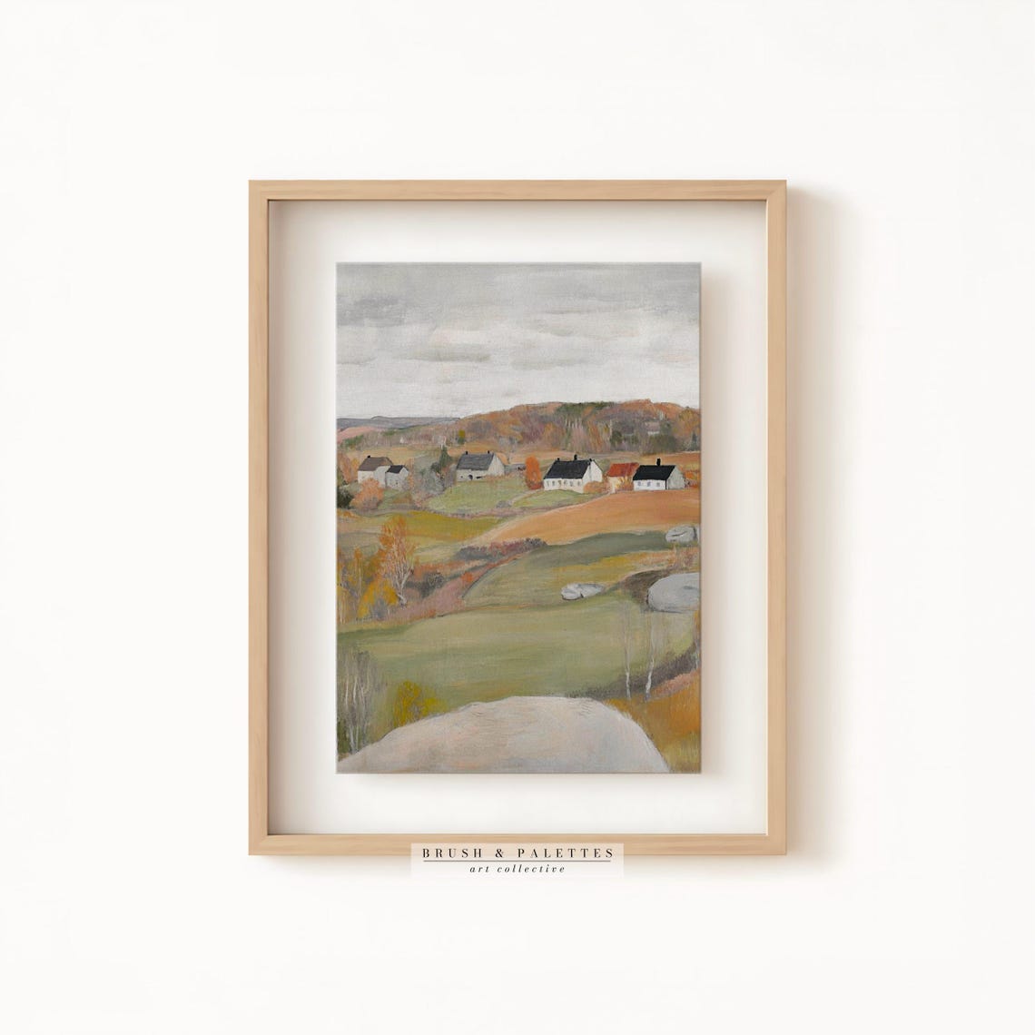 Cozy Autumn Farmhouses In Rustic Village Fall Colors Landscape Poster - Image 3