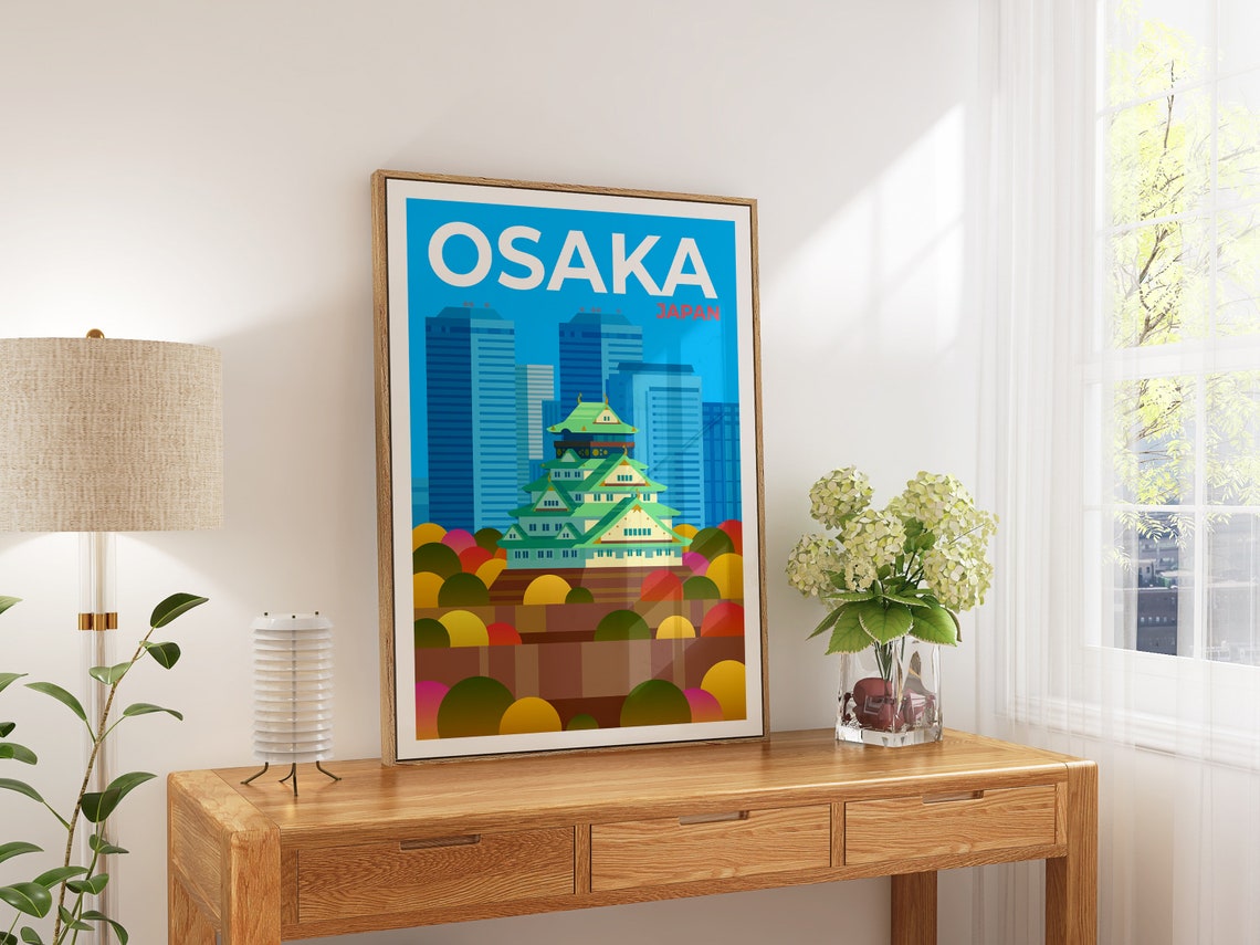 Osaka Japan Travel Poster Osaka Japan Gallery Wall Art Osaka Japan Travel Print Osaka Japan Wanderlust Poster Osaka Travel Illustration - Image 3