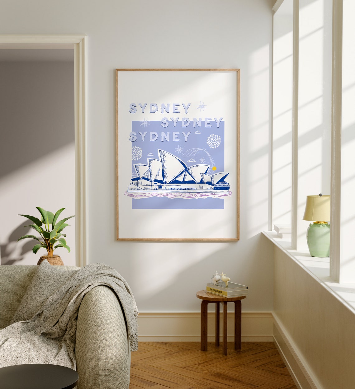 Sydney Opera House Australia Blue Hand Drawn Illustration Poster - Image 2