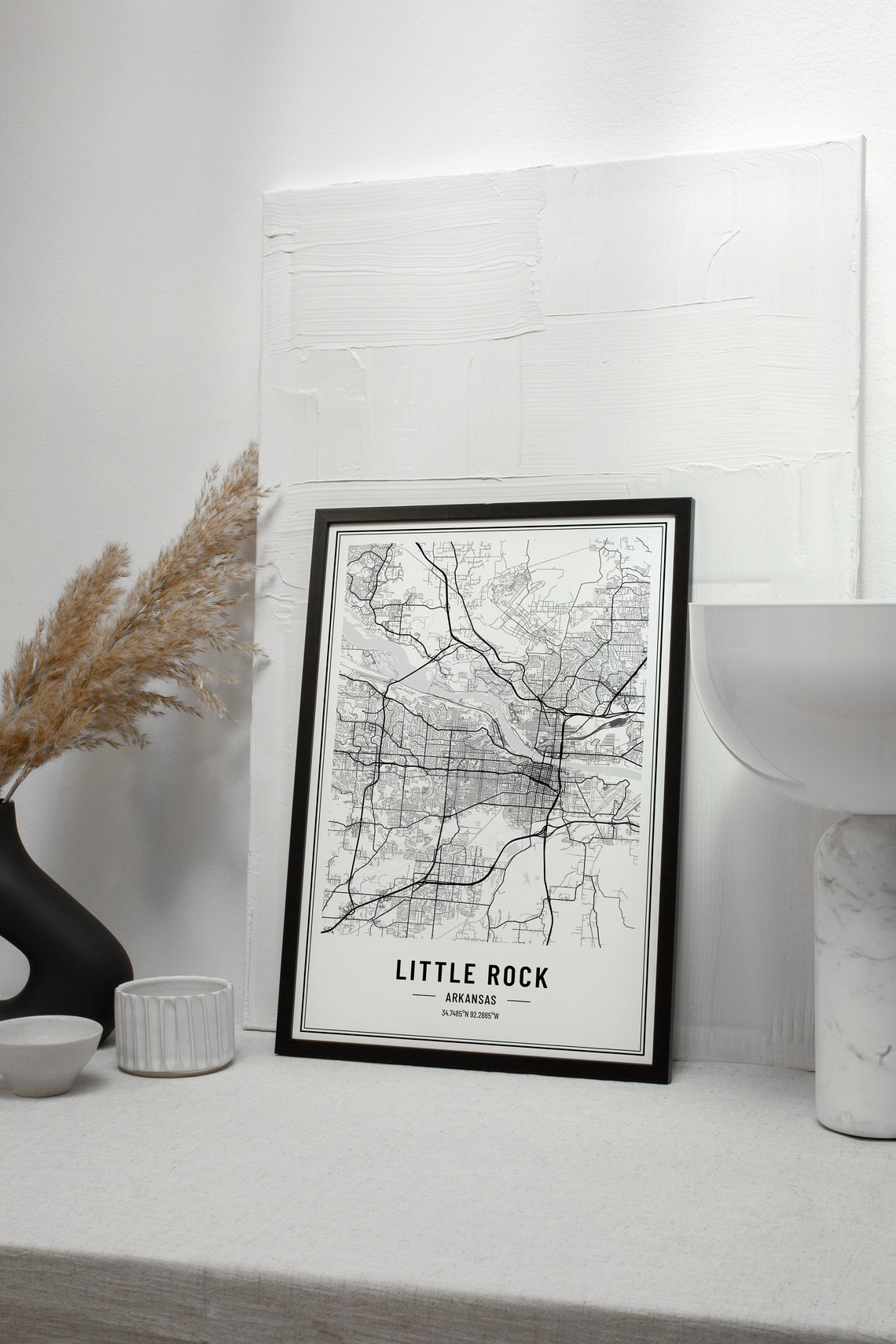 Little Rock Arkansas City Street Map Minimalist Black White Poster - Image 3