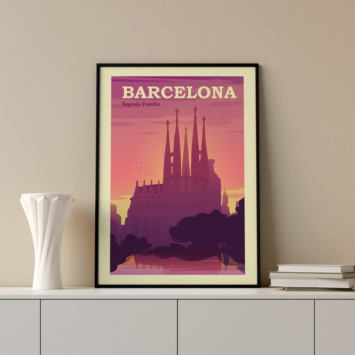 Barcelona Sagrada Familia Travel Poster Barcelona Wall Art Barcelona Travel Print Barcelona Poster Barcelona Travel Illustration Print - Image 2