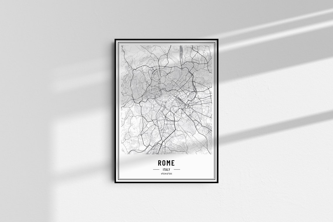 Rome Italy Minimalist Black White City Map Coordinates Art Print - Image 5