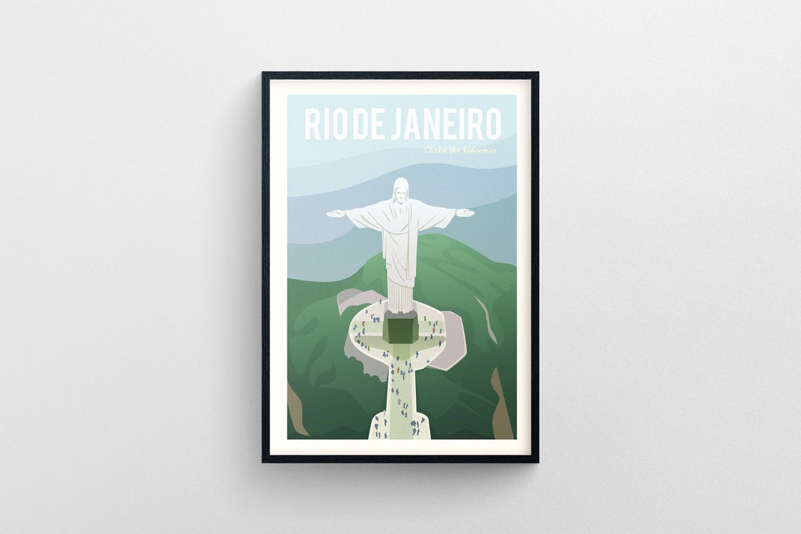 Rio de Janeiro Christ the Redeemer Brazil Statue Mountain Poster Art - Image 5